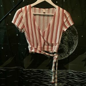 Crop Wrap Horizontal Stripe Top. Size XS/0-2.